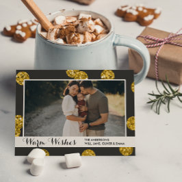 金ゴールドグリッタードットフォトクリスマスカード シーズンポストカード