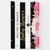 金ゴールドグリッタードットフローラストライプベビーシャワーパーティー 横断幕 (縦)