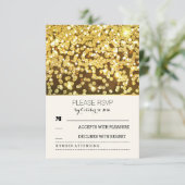 金ゴールドグリッタードットヴィンテージ結婚式RSVPカード 出欠カード (スタンド正面)