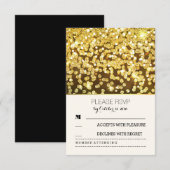 金ゴールドグリッタードットヴィンテージ結婚式RSVPカード 出欠カード (正面/裏面)