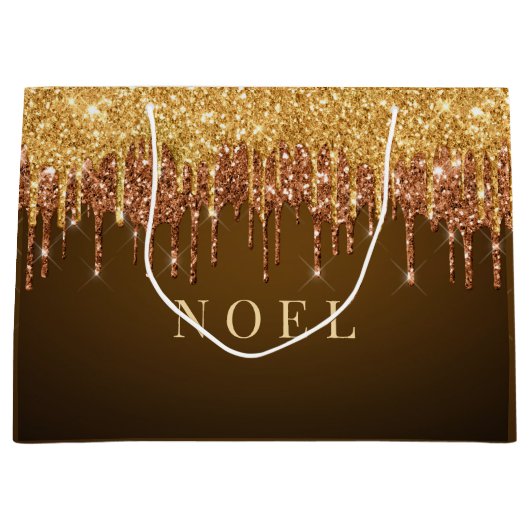 金ゴールドグリッタードライカスタムプ文字 ラージペーパーバッグ (正面)