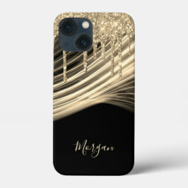 金ゴールドグリッタードライブ、金ゴールド光線、金ゴールド名 iPhone 13 MINIケース