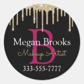 金ゴールドグリッタードライブ、DIY名、モノグラム&タイトルVs2 ラウンドシール (正面)