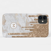 金ゴールドグリッタードライモノグラムのプ Case-Mate iPhoneケース (裏面(横))