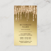 金ゴールドグリッタードリップカスタムチョコレートケーキベーカリー 名刺 (裏面)