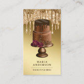 金ゴールドグリッタードリップカスタムチョコレートケーキベーカリー 名刺 (正面)