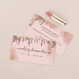 金ゴールドグリッタードリップグラムネイルアートマニキュアサロン 名刺