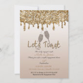 金ゴールドグリッタードリップグラムブランチ婚約シャワー 招待状 (正面)