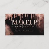 金ゴールドグリッタードリップグラムメイクアップバイサロンブラック 名刺 (正面)