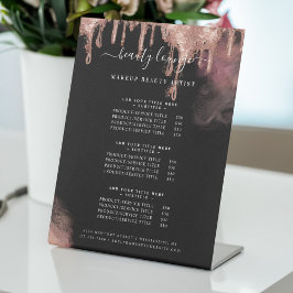 金ゴールドグリッタードリップグラムメイクアップ美しいサービスリスト 台座サイン