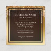 金ゴールドグリッタードリップスアイシングケーキベーカリー スクエア名刺 (裏面)