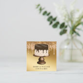 金ゴールドグリッタードリップスアイシングケーキベーカリー スクエア名刺 (スタンド正面)