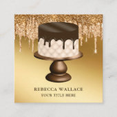 金ゴールドグリッタードリップスアイシングケーキベーカリー スクエア名刺 (正面)