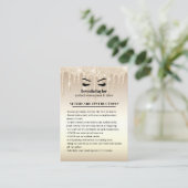 金ゴールドグリッタードリップスアイラッシュアフターケアの指示 名刺 (スタンド正面)