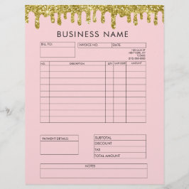 金ゴールドグリッタードリップスインボイス小規模企業レターヘ レターヘッド