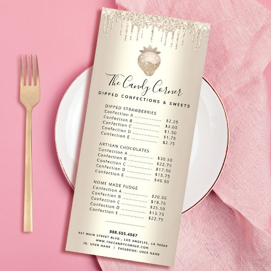 金ゴールドグリッタードリップスチョコレートデザートスイーツメニュー  ラックカード