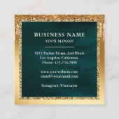 金ゴールドグリッタードリップスティール（緑がかった色）ケーキベーカリー スクエア名刺 (裏面)