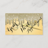 金ゴールドグリッタードリップスヘアサロンアポイントメントカード 名刺 (正面)