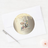 金ゴールドグリッタードリップスミキサーフラワーズベーカリー ラウンドシール (封筒)