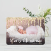 金ゴールドグリッタードリップスメリークリスマスフォト シーズンカード (スタンド正面)