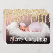 金ゴールドグリッタードリップスメリークリスマスフォト シーズンカード (正面/裏面)