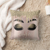 金ゴールドグリッタードリップスモノグラムフェイク発疹 クッション (ブランケット)