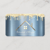 金ゴールドグリッタードリップス実在エステートブルーメタリック 名刺 (正面)
