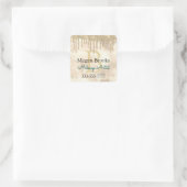 金ゴールドグリッタードリップス、DIY名、モノグラムタイトルブラック スクエアシール (バッグ)