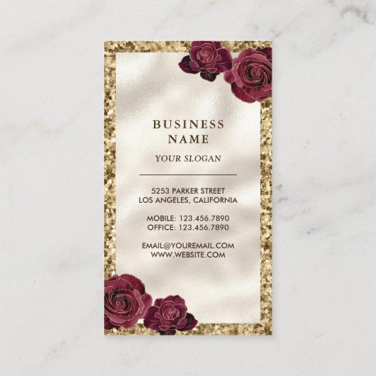 金ゴールドグリッタードリップチョコレートケーキフローラベーカリー 名刺 (裏面)