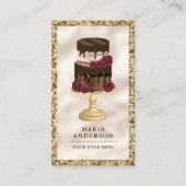 金ゴールドグリッタードリップチョコレートケーキフローラベーカリー 名刺 (正面)