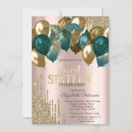金ゴールドグリッタードリップバルーンバラ金ゴールドスウィート16 招待状