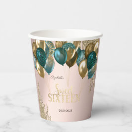 金ゴールドグリッタードリップバルーンバラ金ゴールドスウィート16 紙コップ