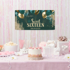 金ゴールドグリッタードリップバルーン緑の甘い16 横断幕