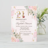 金ゴールドグリッタードリップフラワーピンク21歳 招待状 (スタンド正面)