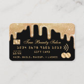 金ゴールドグリッタードリップブラッククレジットギフト証明書 名刺 (正面)