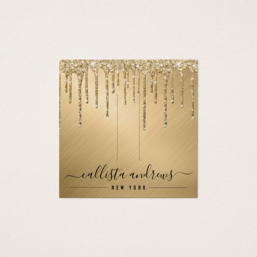 金ゴールドグリッタードリップヘアクリップ表示カード (正面)