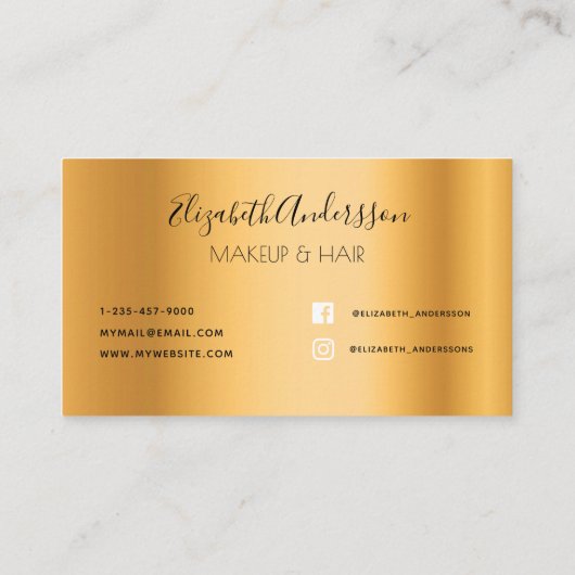 金ゴールドグリッタードリップメイクアップヘア 名刺 (裏面)