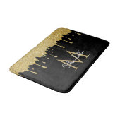 金ゴールドグリッタードリップモノグラムエレガントスガーリークリプト バスマット (アングル)