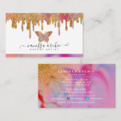 金ゴールドグリッタードリップレインボーバタフライロゴ 名刺 (正面/裏面)