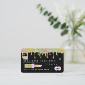 金ゴールドグリッタードリップレインボーラグジュアリーMUAクレジットカード 名刺 (スタンド正面)