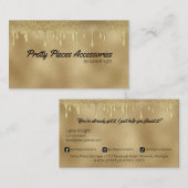 金ゴールドグリッタードリップ衣料ブティックまたはジュエリー 名刺 (正面/裏面)