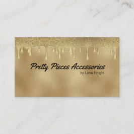 金ゴールドグリッタードリップ衣料ブティックまたはジュエリー 名刺