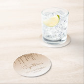 金ゴールドグリッタードリップ60thバースデーパーティー ラウンドペーパーコースター (インサイチュ)