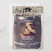 金ゴールドグリッタードリッモダンプ素朴卒業写真 招待状 (正面)