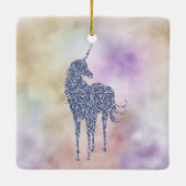 金ゴールドグリッタードリームビッグユニコーンパーソナライズされた名 セラミックオーナメント (裏面)