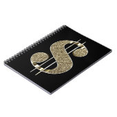 金ゴールドグリッタードル記号 ノートブック (左側)