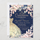 金ゴールドグリッタードレスティアラフローラキンセアニラ 招待状 (正面)