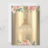 金ゴールドグリッタードレスバタフライフラワーズキンセアニェラ 招待状 (裏面)