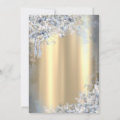 金ゴールドグリッタードレスブルーフラワーズキンセアニェラ 招待状 (裏面)