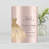 金ゴールドグリッタードレスロイズ金ゴールドブライダルシャワー 招待状 (スタンド正面)